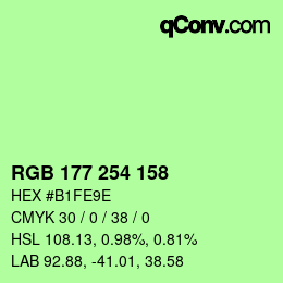 カラーコード: RGB 177 254 158 | qconv.com