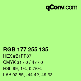 Color code: RGB 177 255 135 | qconv.com