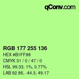 Color code: RGB 177 255 136 | qconv.com
