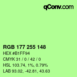 颜色代码: RGB 177 255 148 | qconv.com