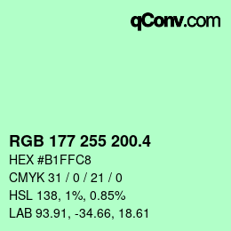 カラーコード: RGB 177 255 200.4 | qconv.com