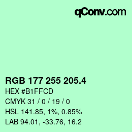 カラーコード: RGB 177 255 205.4 | qconv.com
