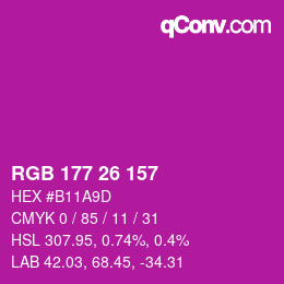 Color code: RGB 177 26 157 | qconv.com