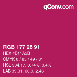 Color code: RGB 177 26 91 | qconv.com