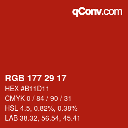 カラーコード: RGB 177 29 17 | qconv.com