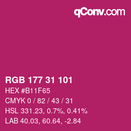 Color code: RGB 177 31 101 | qconv.com