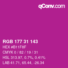 Color code: RGB 177 31 143 | qconv.com