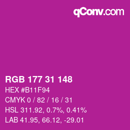 Color code: RGB 177 31 148 | qconv.com