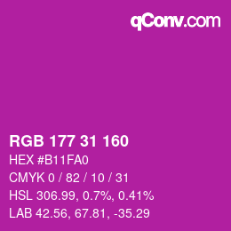Color code: RGB 177 31 160 | qconv.com