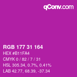 カラーコード: RGB 177 31 164 | qconv.com