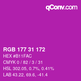 Color code: RGB 177 31 172 | qconv.com