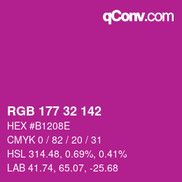 Color code: RGB 177 32 142 | qconv.com