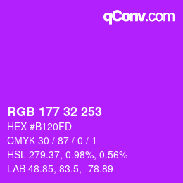 Color code: RGB 177 32 253 | qconv.com