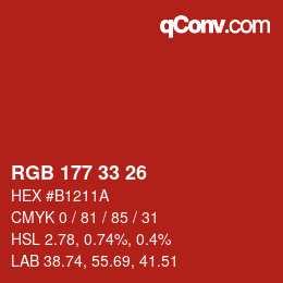 Color code: RGB 177 33 26 | qconv.com