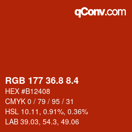 カラーコード: RGB 177 36.8 8.4 | qconv.com