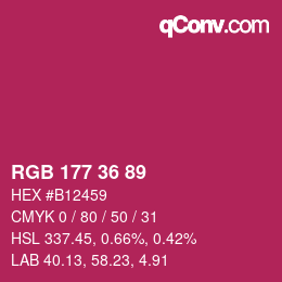 カラーコード: RGB 177 36 89 | qconv.com