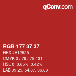 颜色代码: RGB 177 37 37 | qconv.com