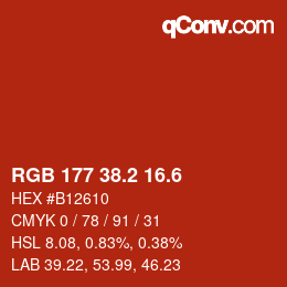 カラーコード: RGB 177 38.2 16.6 | qconv.com