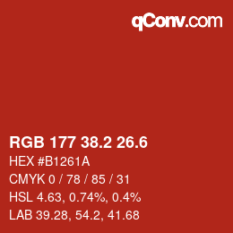 カラーコード: RGB 177 38.2 26.6 | qconv.com