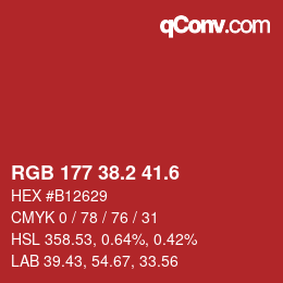 カラーコード: RGB 177 38.2 41.6 | qconv.com