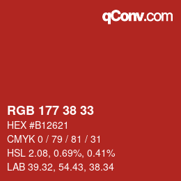 颜色代码: RGB 177 38 33 | qconv.com