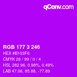 Color code: RGB 177 3 246 | qconv.com
