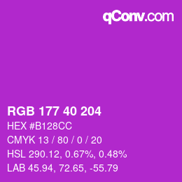 カラーコード: RGB 177 40 204 | qconv.com
