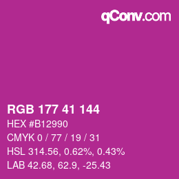 カラーコード: RGB 177 41 144 | qconv.com