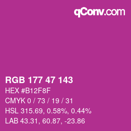 Color code: RGB 177 47 143 | qconv.com