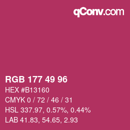 Color code: RGB 177 49 96 | qconv.com