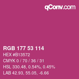 Color code: RGB 177 53 114 | qconv.com