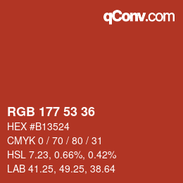 Código de color: RGB 177 53 36 | qconv.com