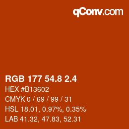カラーコード: RGB 177 54.8 2.4 | qconv.com