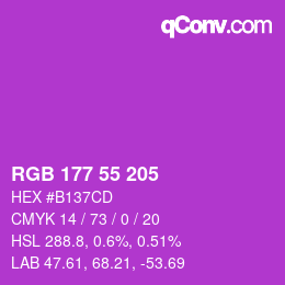 Color code: RGB 177 55 205 | qconv.com