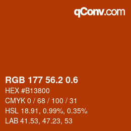 カラーコード: RGB 177 56.2 0.6 | qconv.com