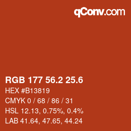 カラーコード: RGB 177 56.2 25.6 | qconv.com