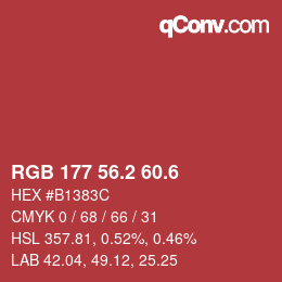 カラーコード: RGB 177 56.2 60.6 | qconv.com