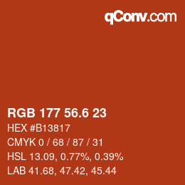 カラーコード: RGB 177 56.6 23 | qconv.com