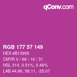 颜色代码: RGB 177 57 149 | qconv.com