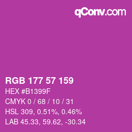 Color code: RGB 177 57 159 | qconv.com