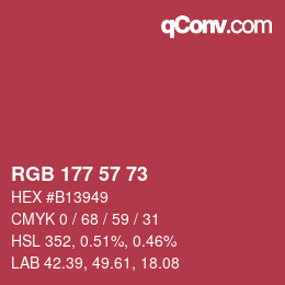 Color code: RGB 177 57 73 | qconv.com