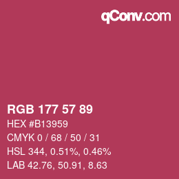 Color code: RGB 177 57 89 | qconv.com