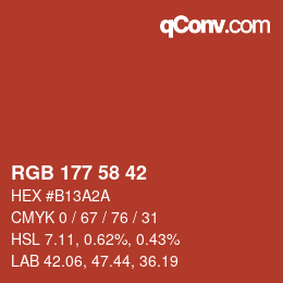 Color code: RGB 177 58 42 | qconv.com