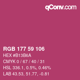 Código de color: RGB 177 59 106 | qconv.com