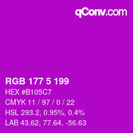 Color code: RGB 177 5 199 | qconv.com