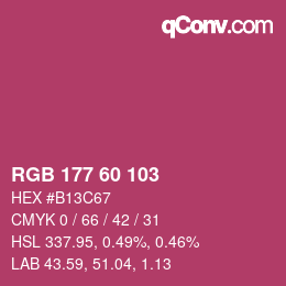 カラーコード: RGB 177 60 103 | qconv.com