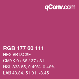 カラーコード: RGB 177 60 111 | qconv.com