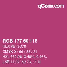 カラーコード: RGB 177 60 118 | qconv.com