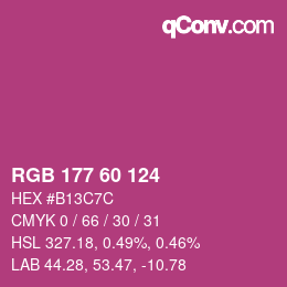 カラーコード: RGB 177 60 124 | qconv.com