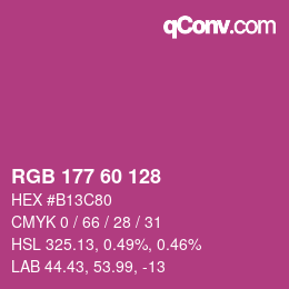 颜色代码: RGB 177 60 128 | qconv.com